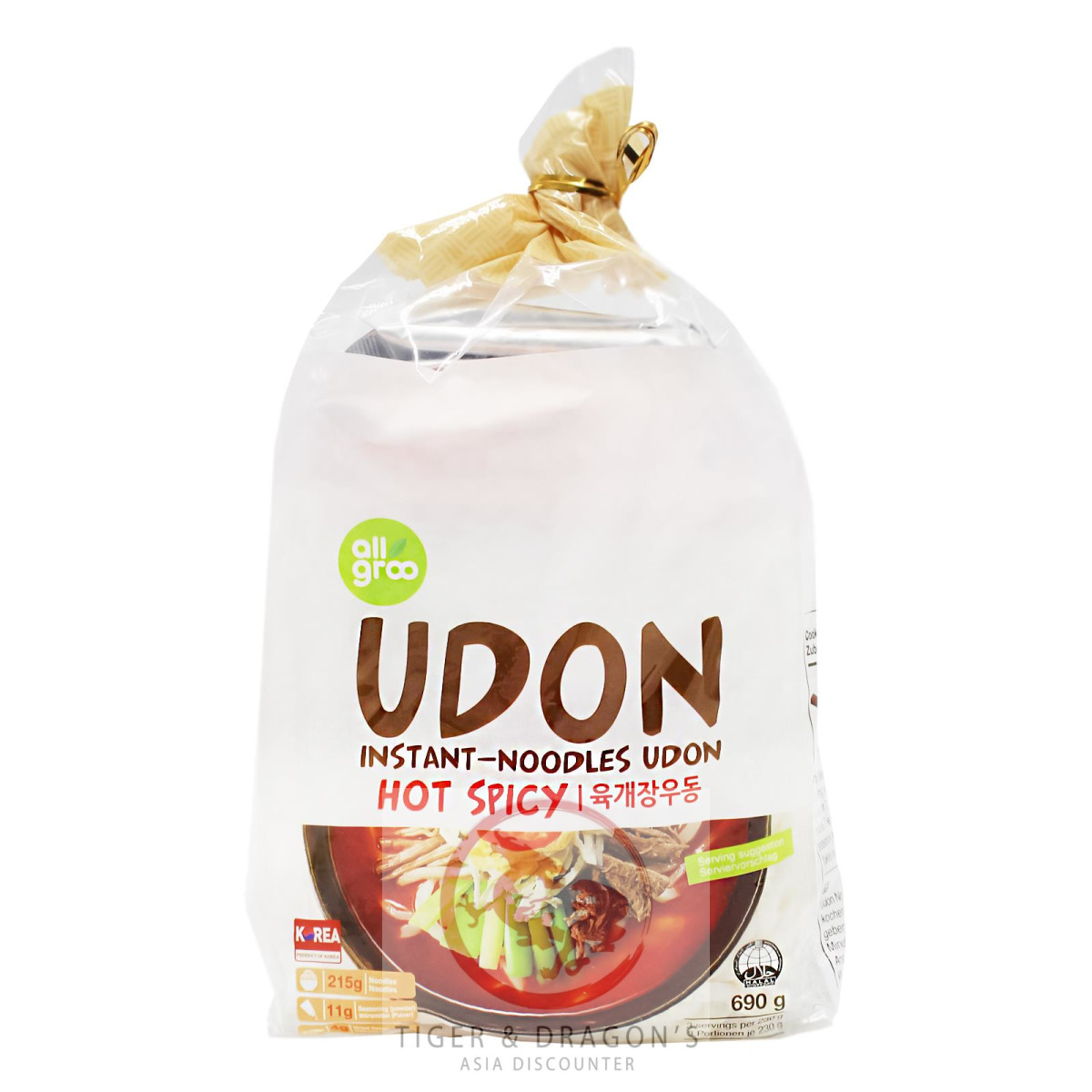 Allgroo Udon Nudeln HOT & SPICY Geschmack 690g